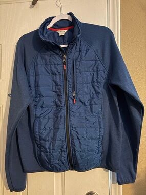 Orvis Men's Navy Quilted Fleece Hybrid Jacket with Red Trim